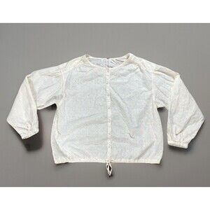 Free People Boho Cream Eyelet Lace Prairie Peasant Blouse Womens Medium